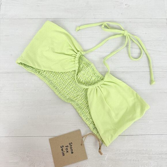 Stone Fox Swim Free People Meadow Top Size L Butterfly Pique Halter Green Beach - Picture 10 of 14